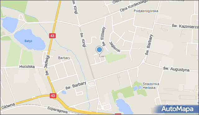 Częstochowa, św. Franciszka, mapa Częstochowy