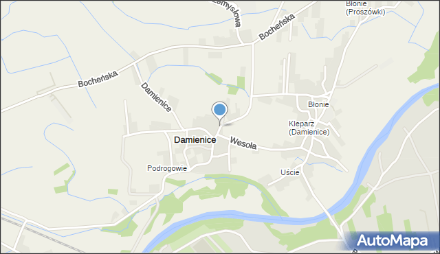 Damienice, św. Antoniego, mapa Damienice