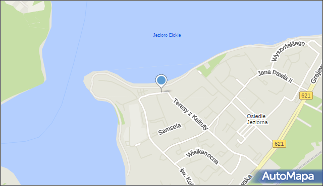 Ełk, św. Franciszka, mapa Ełku