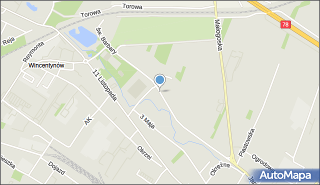 Jędrzejów, św. Barbary, mapa Jędrzejów