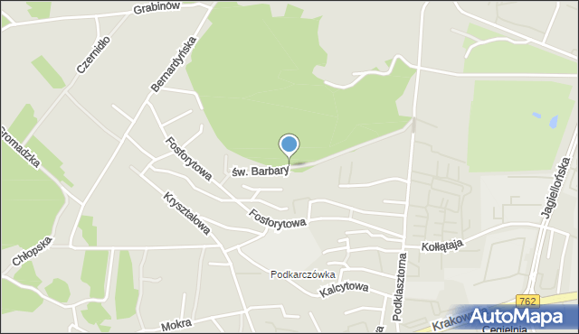 Kielce, św. Barbary, mapa Kielc