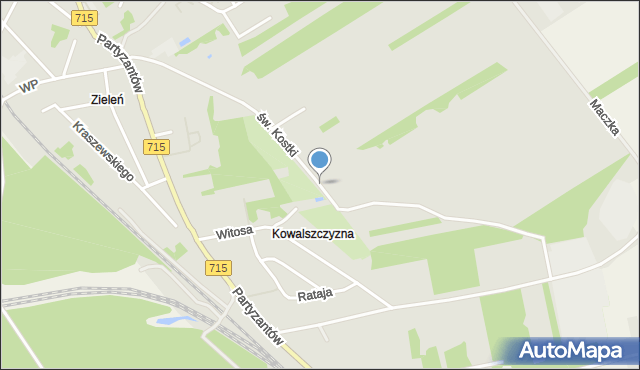 Koluszki, św. Stanisława Kostki, mapa Koluszki