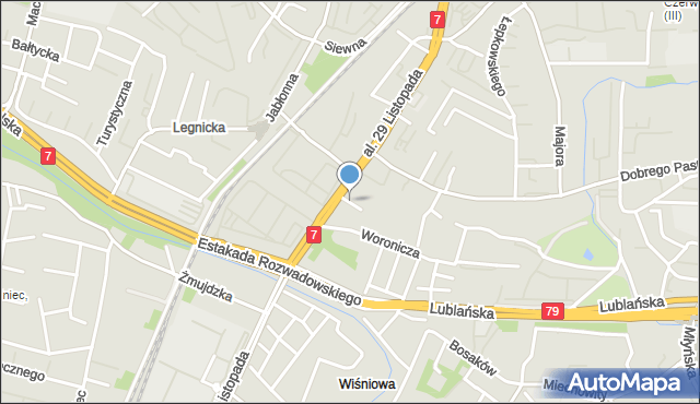 Kraków, św. Boboli Andrzeja, mapa Krakowa