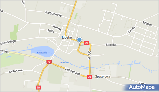 Lipsko, św. Józefa Sebastiana Pelczara, mapa Lipsko
