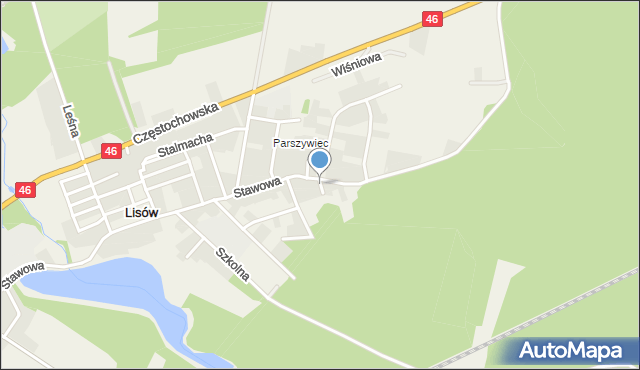 Lisów gmina Herby, Świerkowa, mapa Lisów gmina Herby
