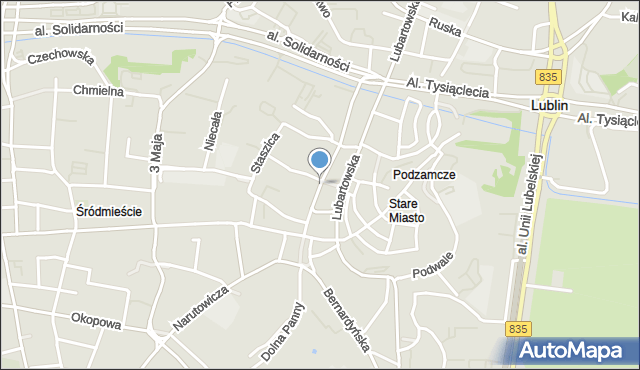 Lublin, Świętoduska, mapa Lublina