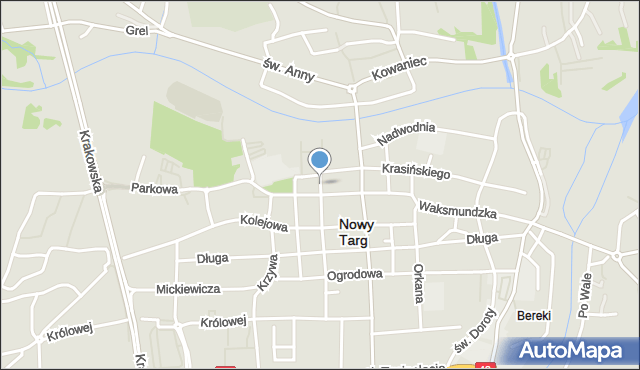 Nowy Targ, św. Katarzyny, mapa Nowego Targu