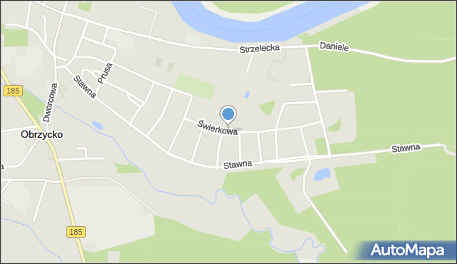 Obrzycko, Świerkowa, mapa Obrzycko