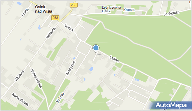 Osiek nad Wisłą, Świerkowa, mapa Osiek nad Wisłą