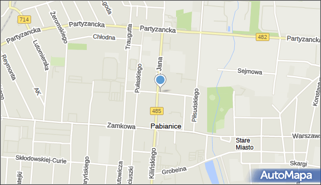 Pabianice, św. Rocha, mapa Pabianic