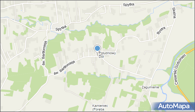 Poręba Spytkowska, św. Bartłomieja, mapa Poręba Spytkowska