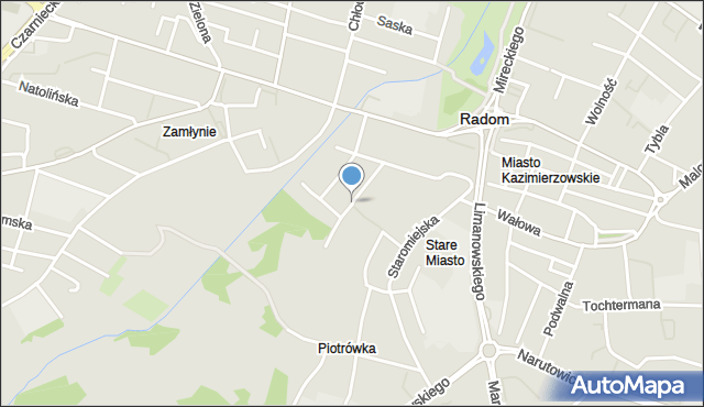 Radom, św. Floriana, mapa Radomia