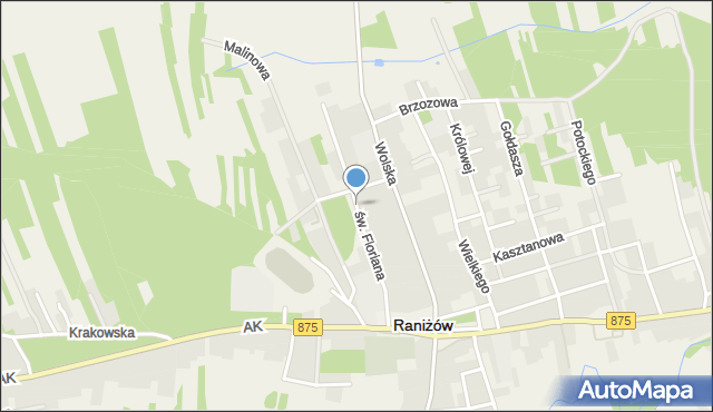 Raniżów, św. Floriana, mapa Raniżów