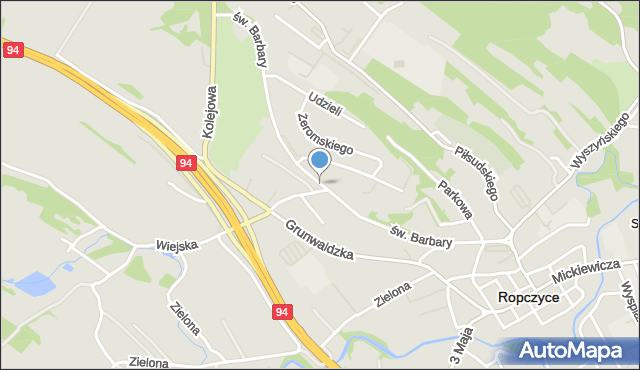 Ropczyce, św. Barbary, mapa Ropczyce