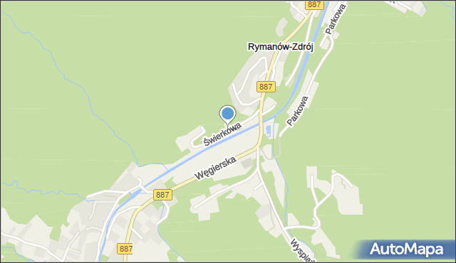 Rymanów-Zdrój, Świerkowa, mapa Rymanów-Zdrój