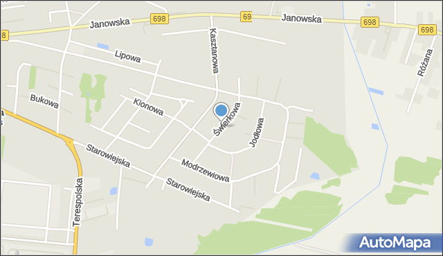 Siedlce, Świerkowa, mapa Siedlce