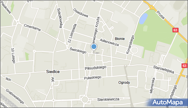 Siedlce, Świrskiego Ignacego, bp., mapa Siedlce