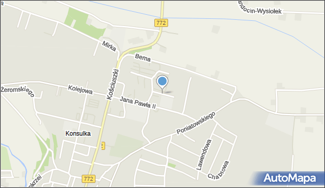 Słomniki, św. Królowej Jadwigi, mapa Słomniki