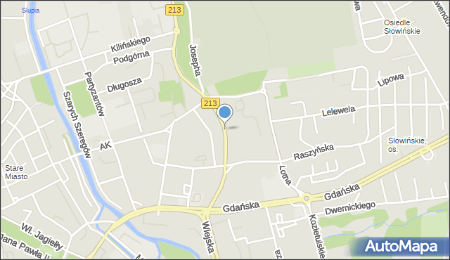 Słupsk, św. Piotra, mapa Słupska