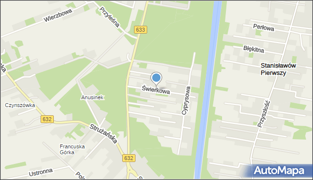 Stanisławów Pierwszy gmina Nieporęt, Świerkowa, mapa Stanisławów Pierwszy gmina Nieporęt