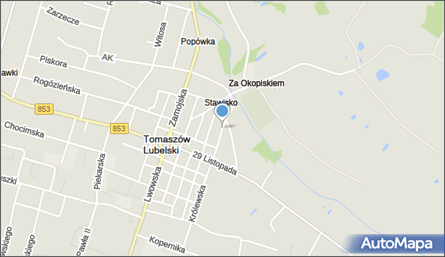 Tomaszów Lubelski, Świętojurska, mapa Tomaszów Lubelski