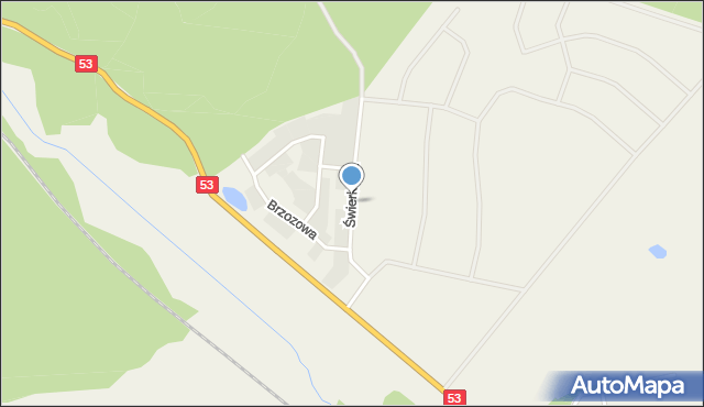 Trękusek, Świerkowa, mapa Trękusek