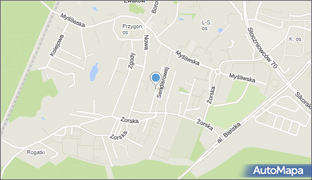 Tychy, św. Elżbiety, mapa Tychów