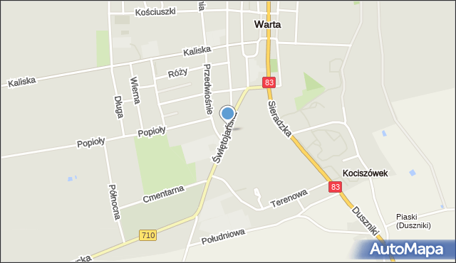 Warta powiat sieradzki, Świętojańska, mapa Warta powiat sieradzki