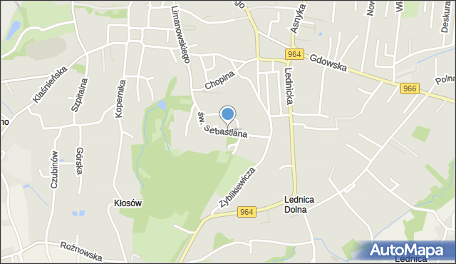 Wieliczka, św. Sebastiana, mapa Wieliczka
