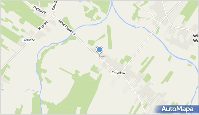 Wilcza Wola gmina Dzikowiec, św. Jana Pawła II, mapa Wilcza Wola gmina Dzikowiec