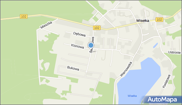 Wisełka, Świerkowa, mapa Wisełka