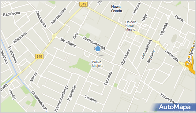 Zamość, św. Piątka, mapa Zamościa