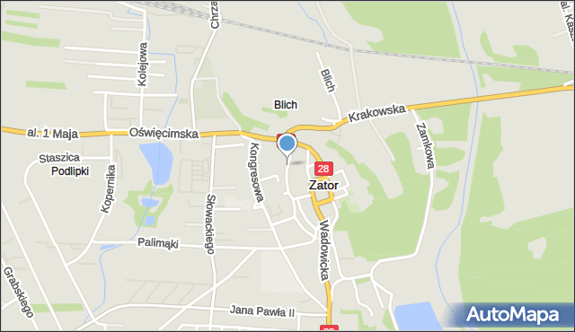 Zator powiat oświęcimski, św. Rocha, mapa Zator powiat oświęcimski