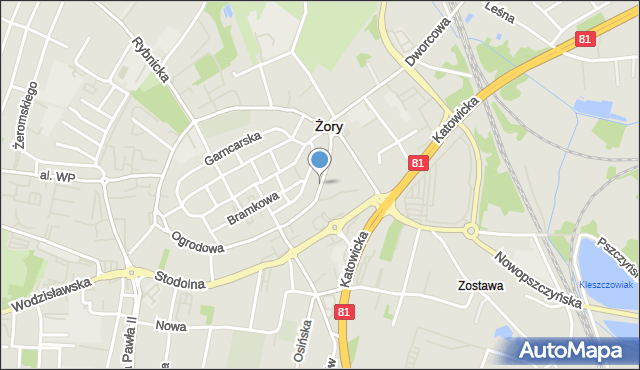 Żory, św. Augustyna Biskupa, mapa Żor