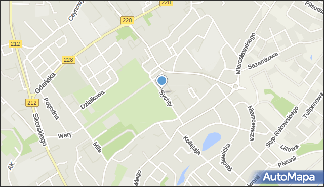 Bytów, Sychty Bernarda, ks. dr., mapa Bytów