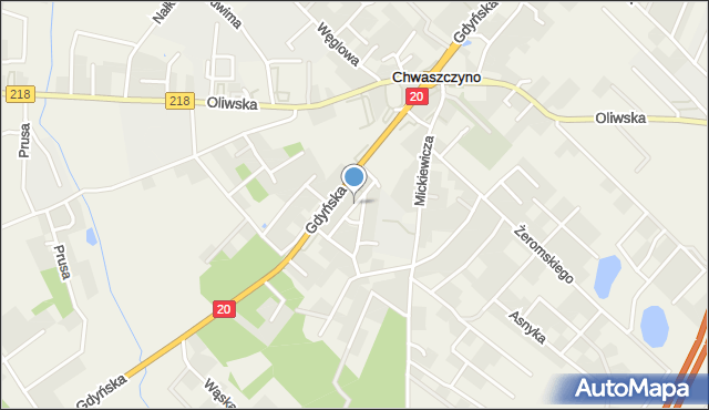 Chwaszczyno, Sychty Bernarda, ks. dr., mapa Chwaszczyno