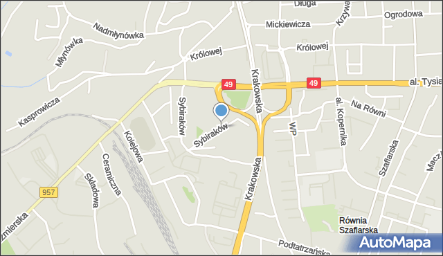 Nowy Targ, Sybiraków, mapa Nowego Targu