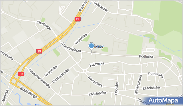 Białystok, Szendzielarza-Łupaszki Zygmunta, mjr., mapa Białegostoku