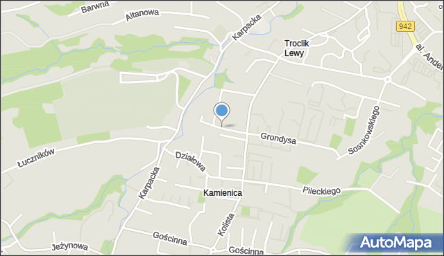 Bielsko-Biała, Szeptyckiego Stanisława, gen., mapa Bielsko-Białej