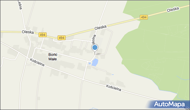 Borki Małe gmina Olesno, Szkolna, mapa Borki Małe gmina Olesno