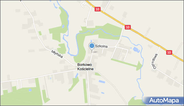Borkowo Kościelne, Szkolna, mapa Borkowo Kościelne