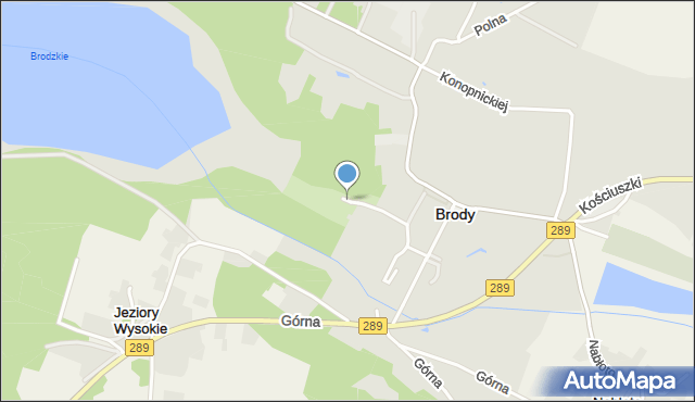 Brody powiat żarski, Szkolna, mapa Brody powiat żarski