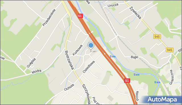 Bystra gmina Wilkowice, Szpaków, mapa Bystra gmina Wilkowice