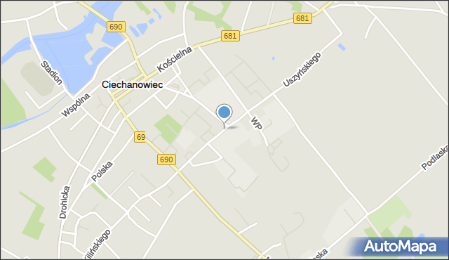 Ciechanowiec, Szkolna, mapa Ciechanowiec