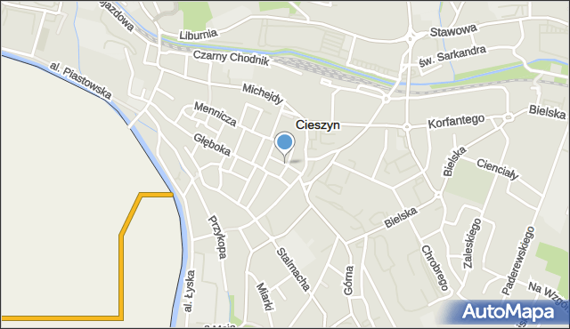 Cieszyn, Szersznika Leopolda Jana, mapa Cieszyna