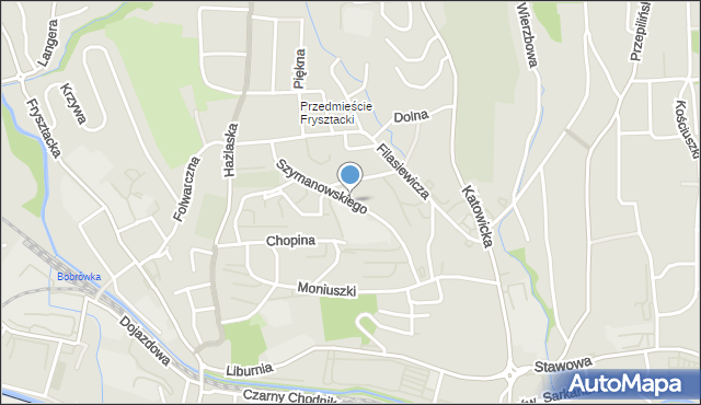 Cieszyn, Szymanowskiego Karola, mapa Cieszyna