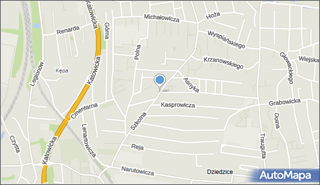 Czechowice-Dziedzice, Szkolna, mapa Czechowic-Dziedzic