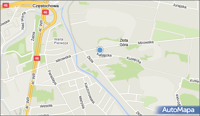 Częstochowa, Szara, mapa Częstochowy