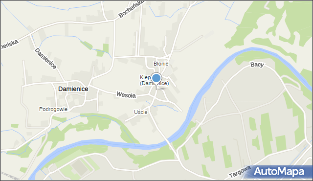 Damienice, Szkolna, mapa Damienice