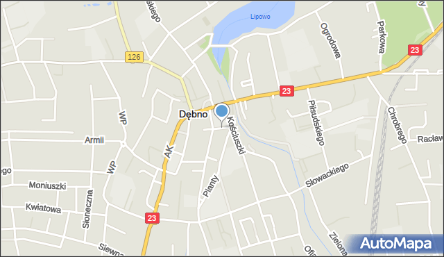 Dębno powiat myśliborski, Szkolna, mapa Dębno powiat myśliborski